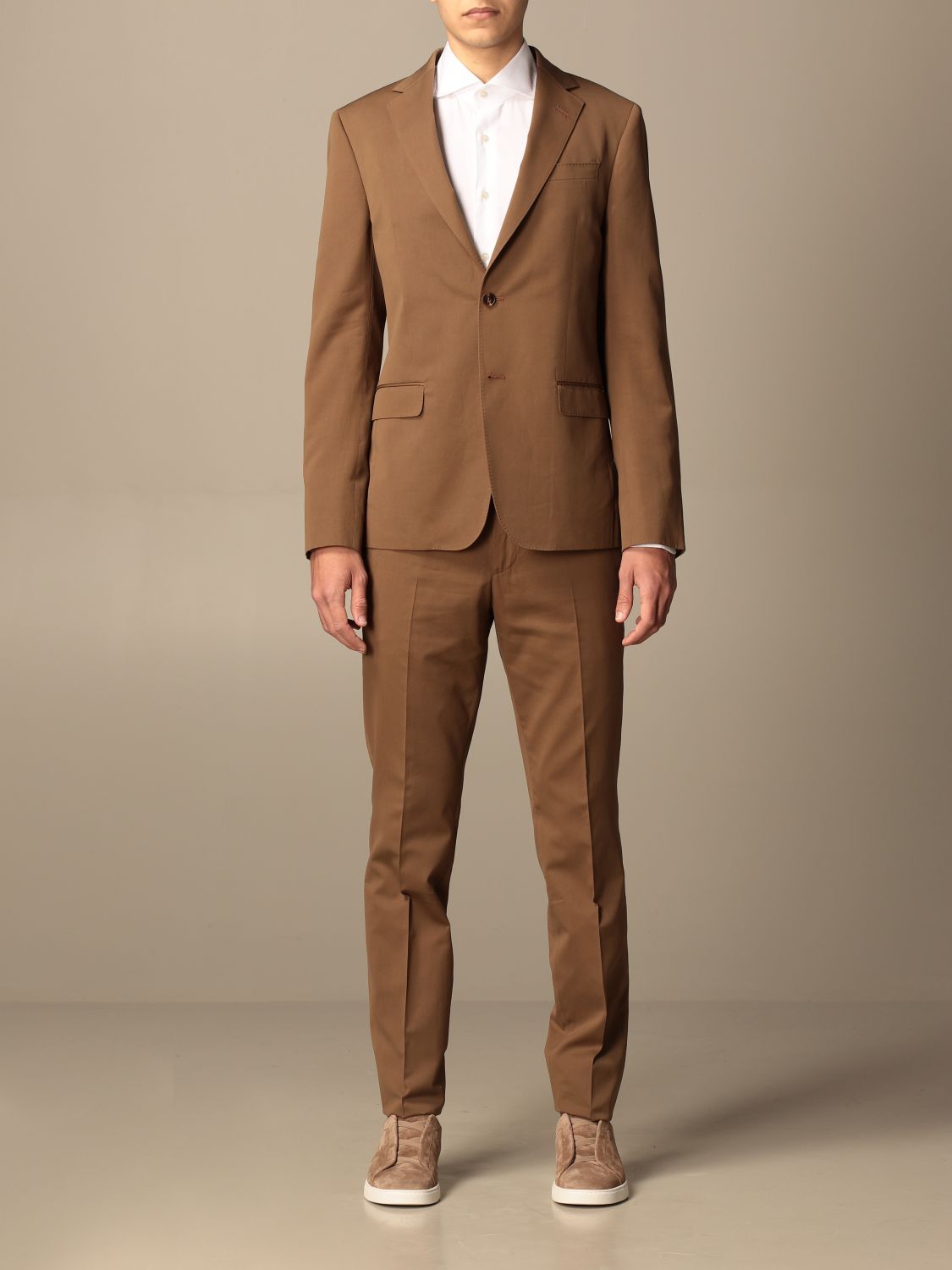 Suit Z Zegna: Z Zegna suit in cotton blend drop 8 biscuit 1
