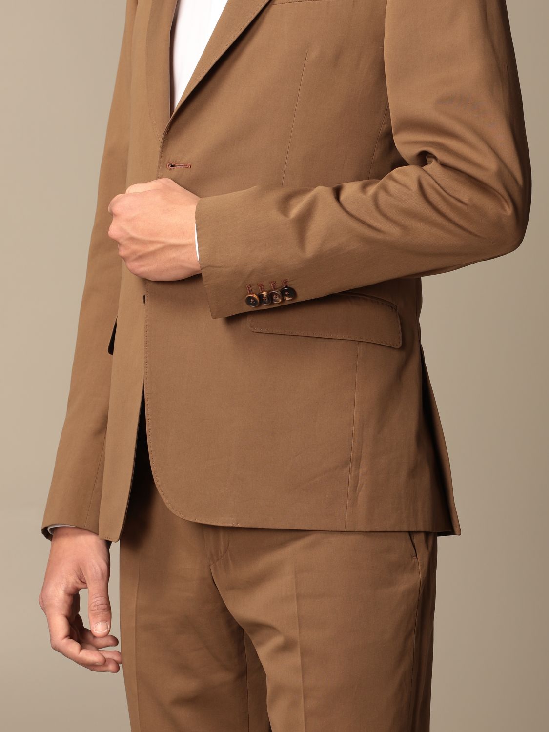 Suit Z Zegna: Z Zegna suit in cotton blend drop 8 biscuit 5
