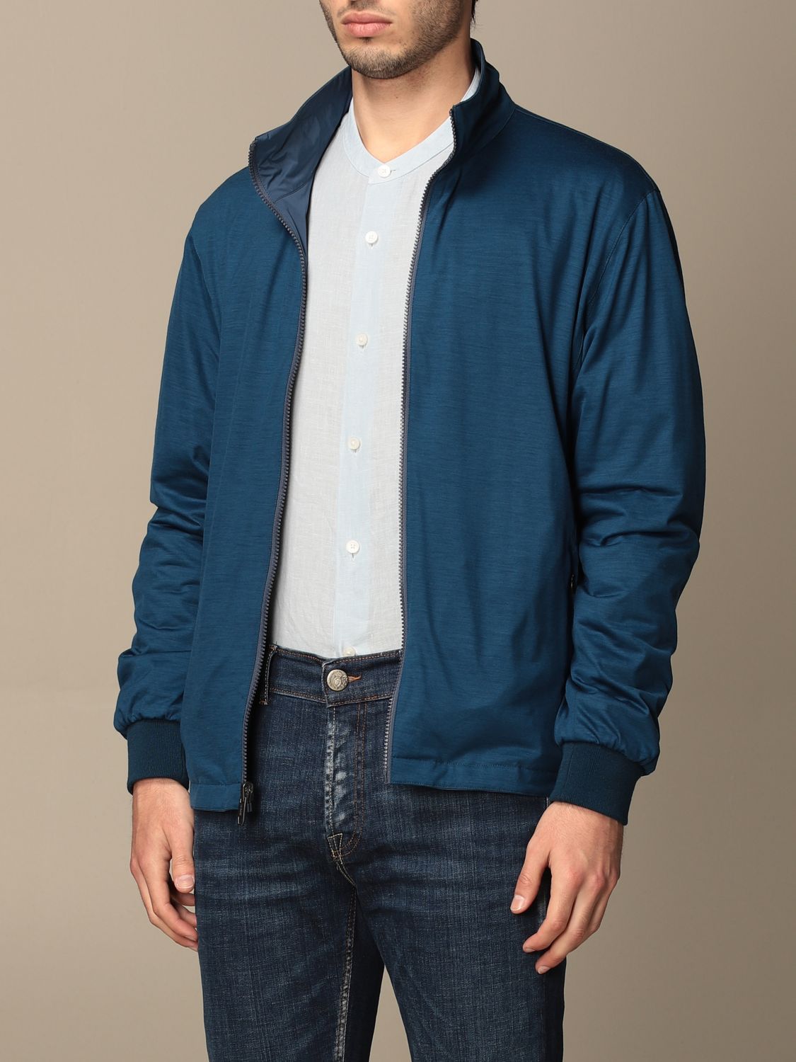 Jacket Z Zegna: Z Zegna reversible nylon jacket with zip blue 4