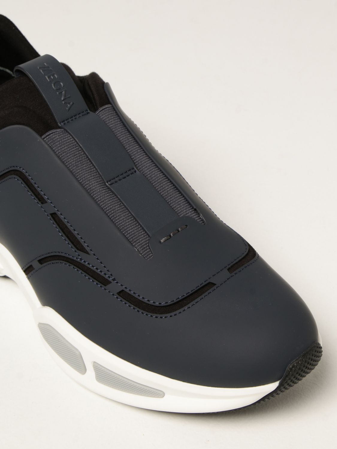 Z ZEGNA: Sprinter sneakers in rubberized leather - Blue | Sneakers Z ...