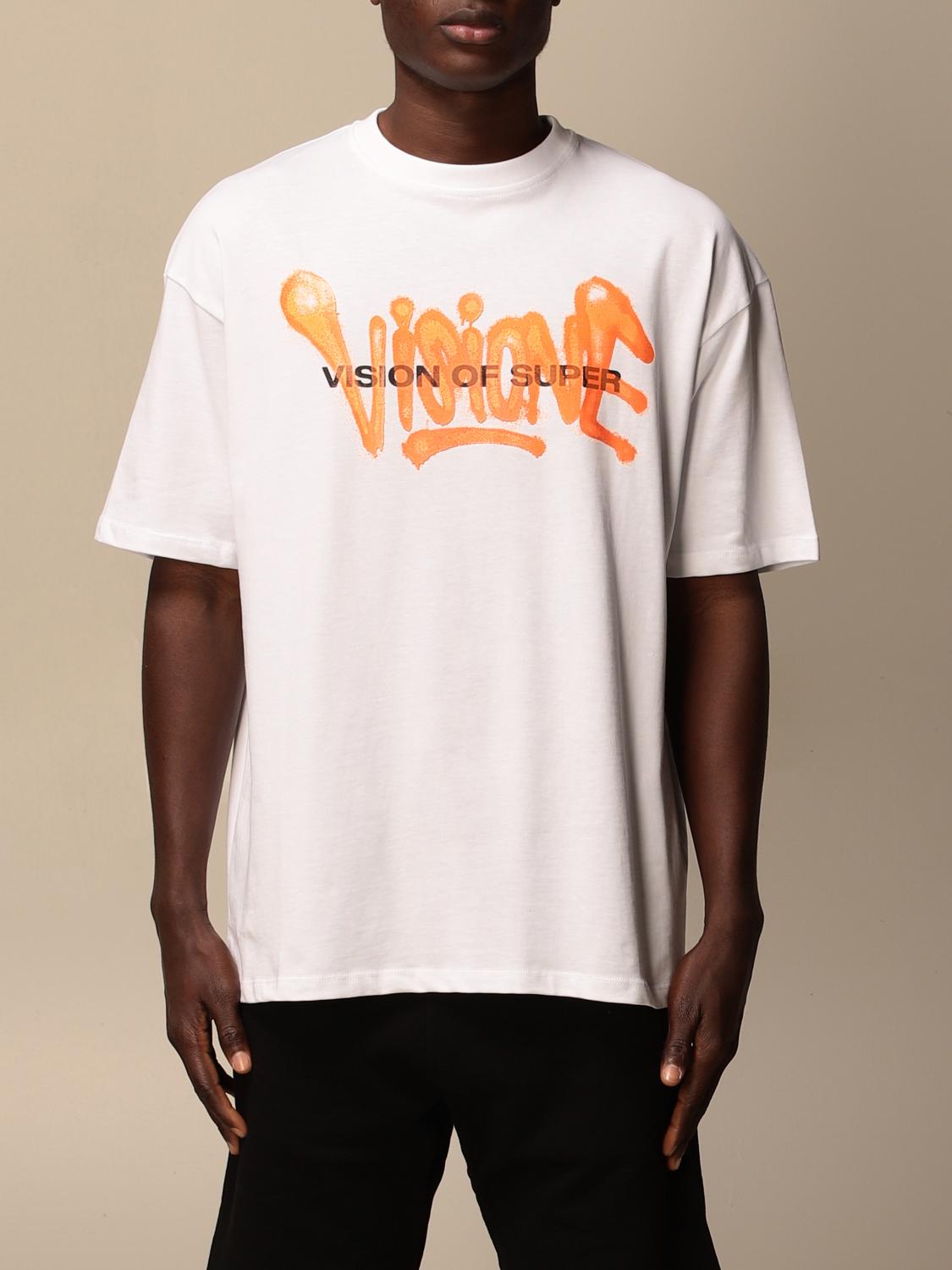 VISION OF SUPER Tshirt in cotone con stampa logo spray Bianco T