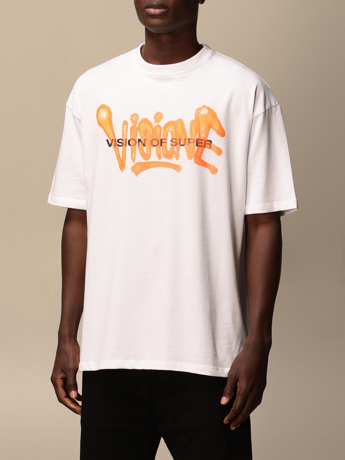 VISION OF SUPER Tshirt in cotone con stampa logo spray Bianco T