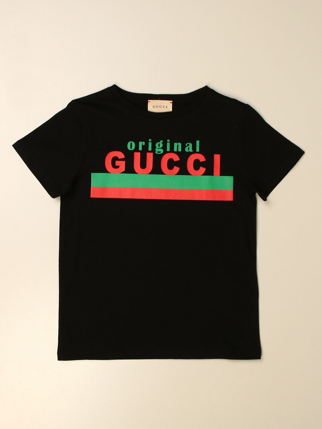 GUCCI: cotton T-shirt with Original logo - Black | Gucci t-shirt 561651 ...