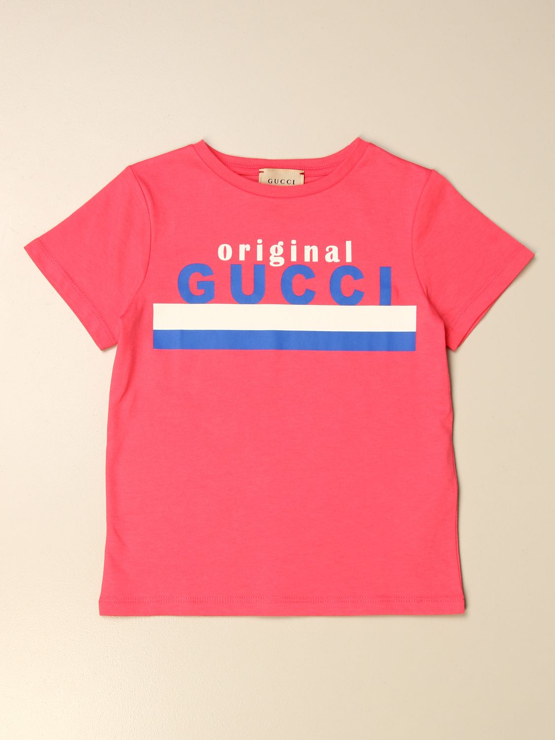 GUCCI: cotton T-shirt with Original logo | T-Shirt Gucci Kids Pink | T ...
