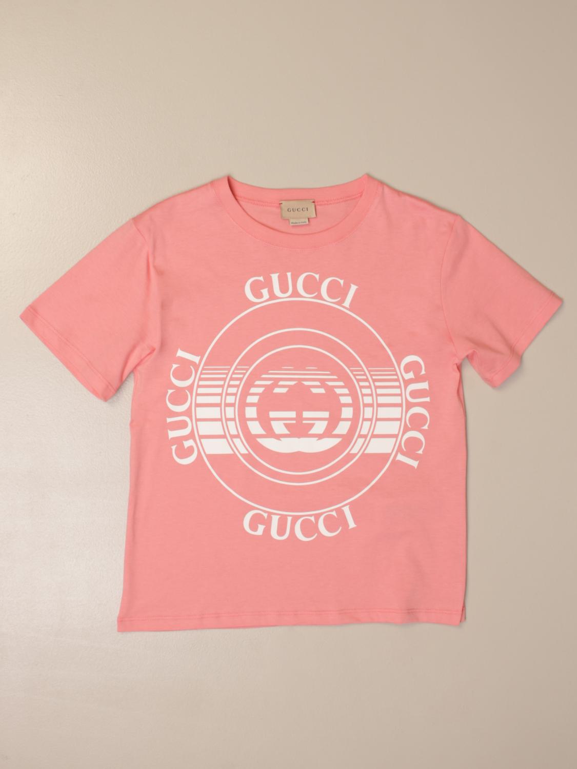 GUCCI: T-shirt in cotone con logo vintage | T-Shirt Gucci Bambino Rosa | T-Shirt  Gucci 586167 XJC7O GIGLIO.COM