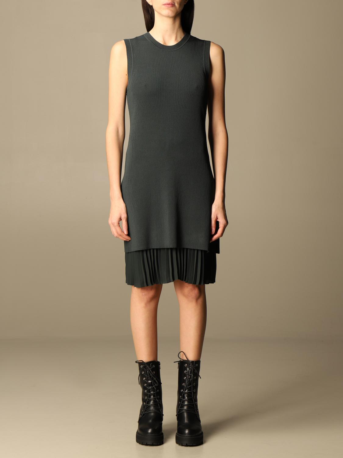 theory ribbed pleated dress