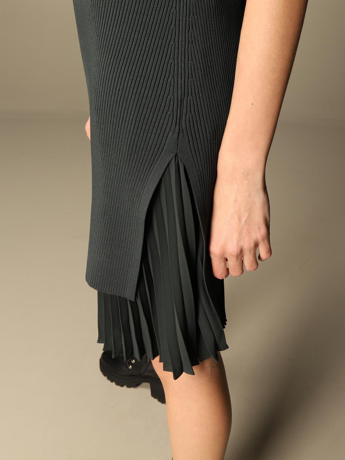 theory ribbed pleated dress