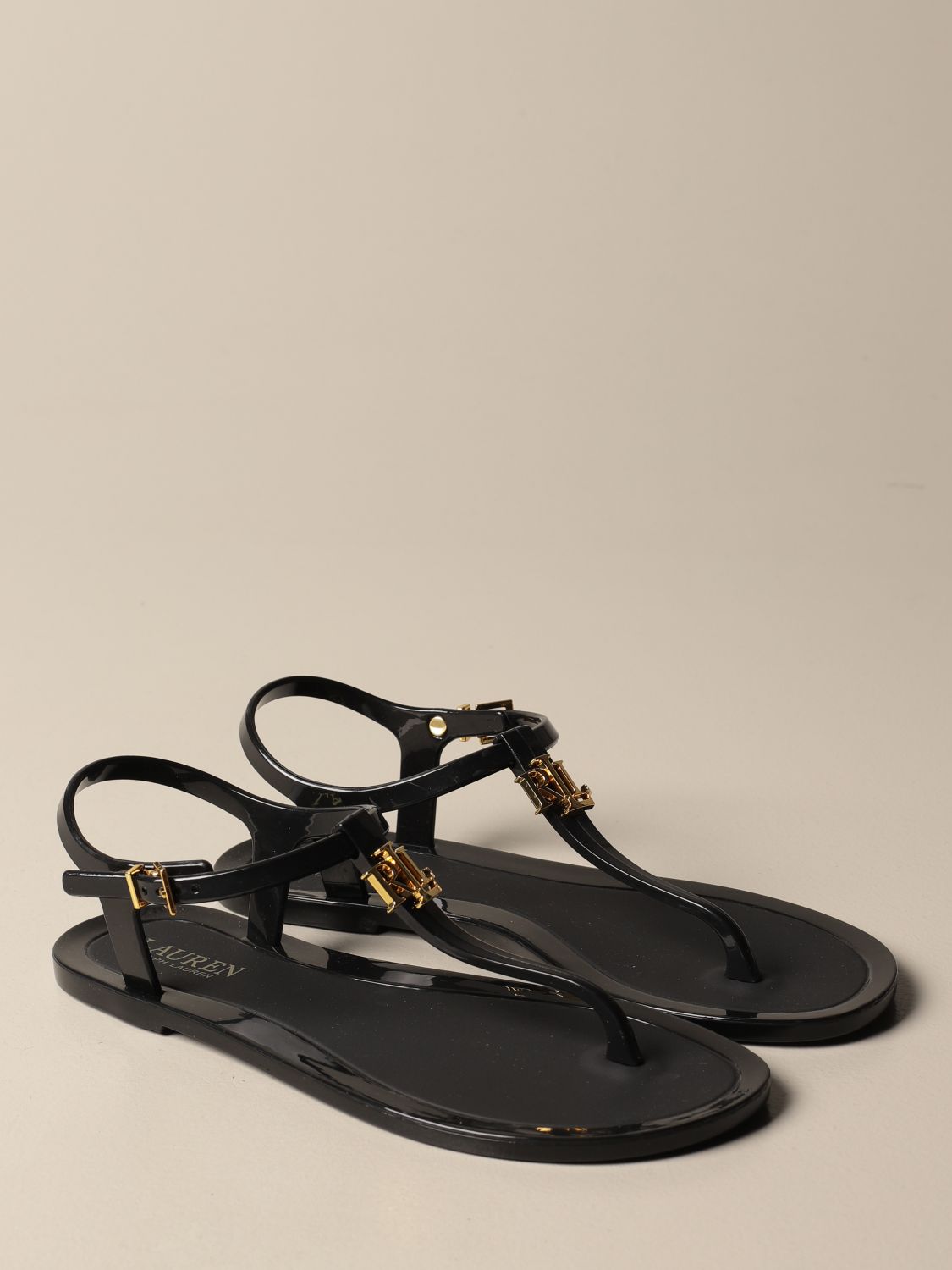 Lauren Ralph Lauren Outlet: rubber thong sandals - Black | Lauren Ralph  Lauren flat sandals 802784684 online on 