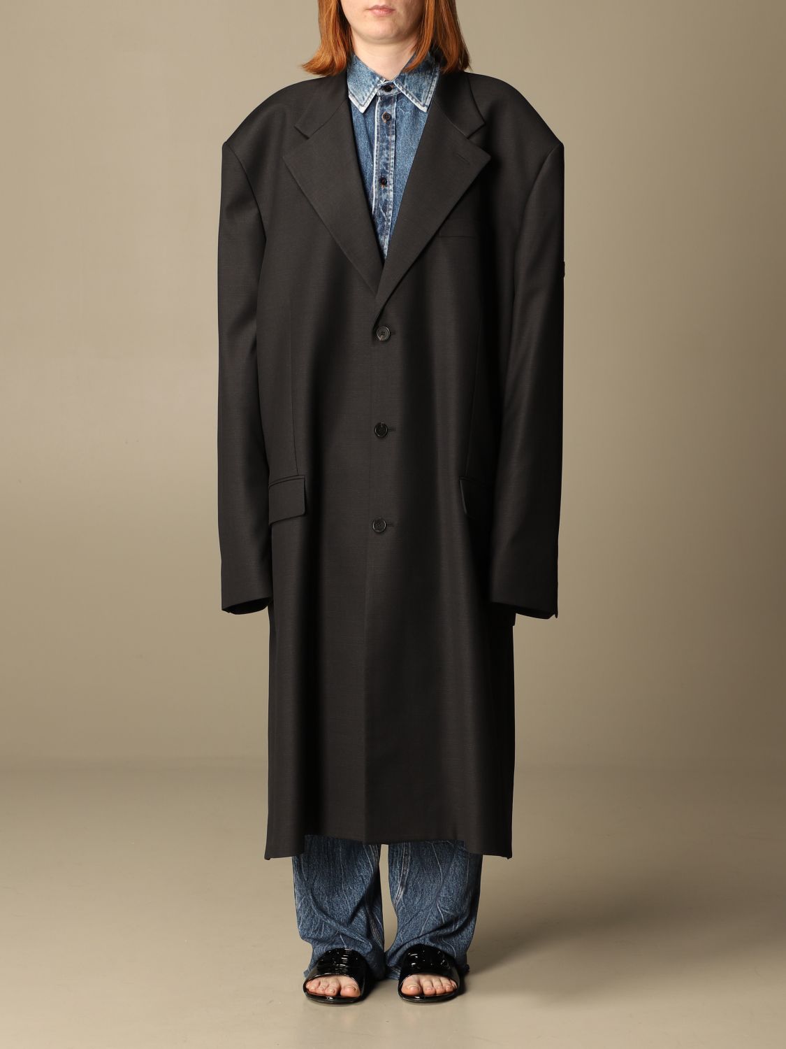BALENCIAGA Hourglass oversized doublebreasted wool and cottonblend trench  coat  NETAPORTER