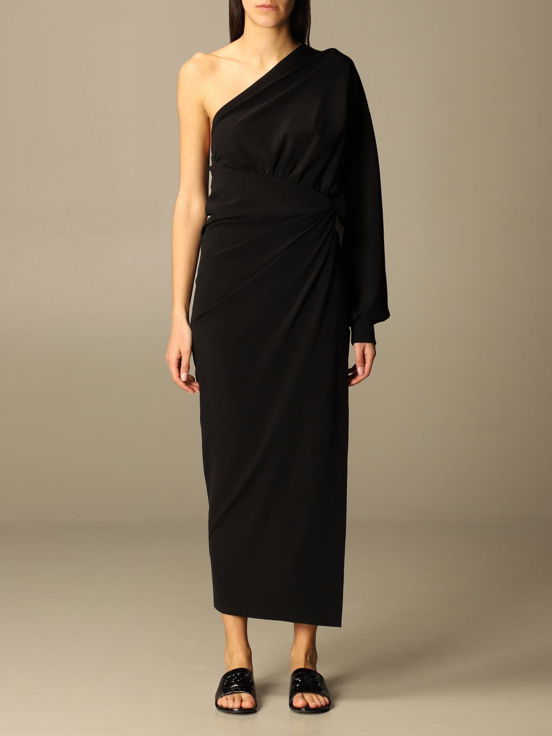 asymmetrical body-wrap midi dress | Dress Balenciaga Women | Dress Balenciaga 659074 TJV02 GIGLIO.COM