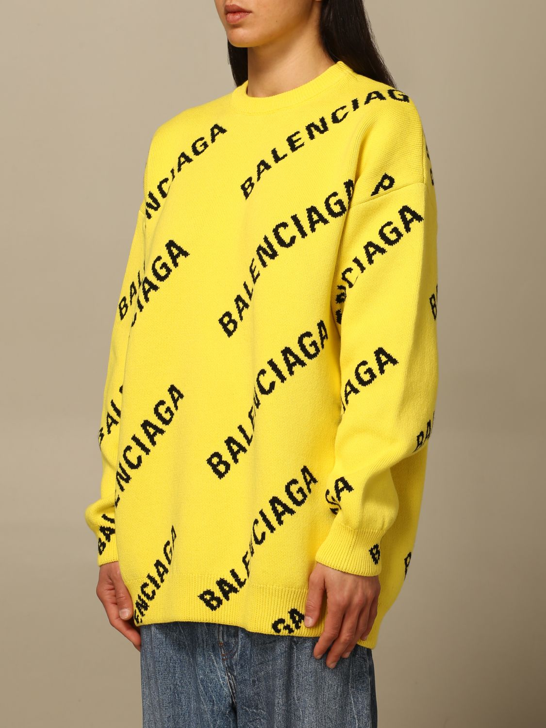 BALENCIAGA: Over pullover with all over logo | Sweater Balenciaga Women ...
