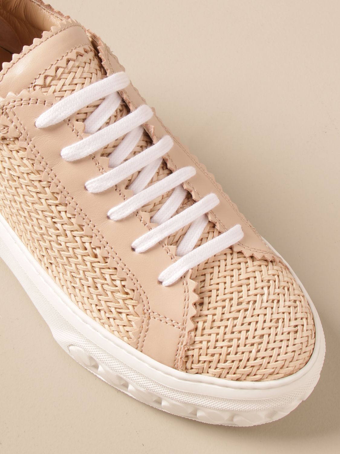 Sneakers Casadei: Casadei sneakers in woven leather ivory 4