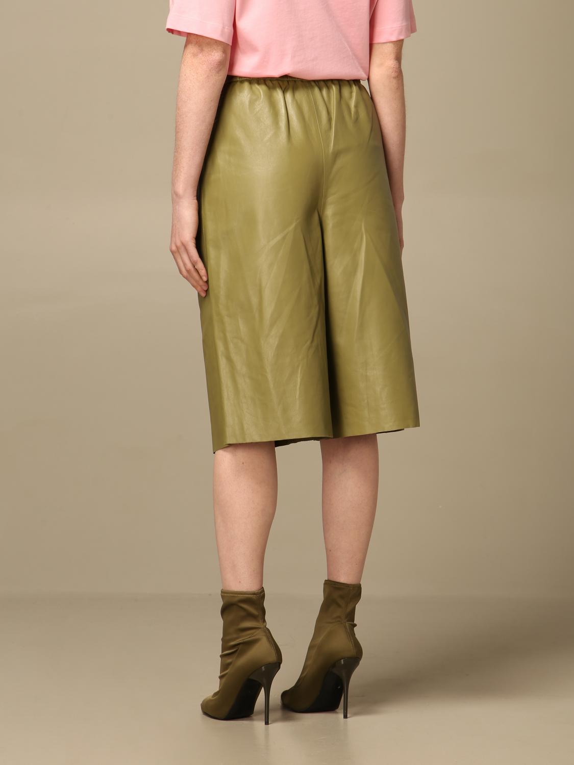 Federica Tosi Outlet: Bermuda di pelle - Oliva | Pantaloncino Federica Tosi  FTE21SH019.0VPELLE GIGLIO.COM
