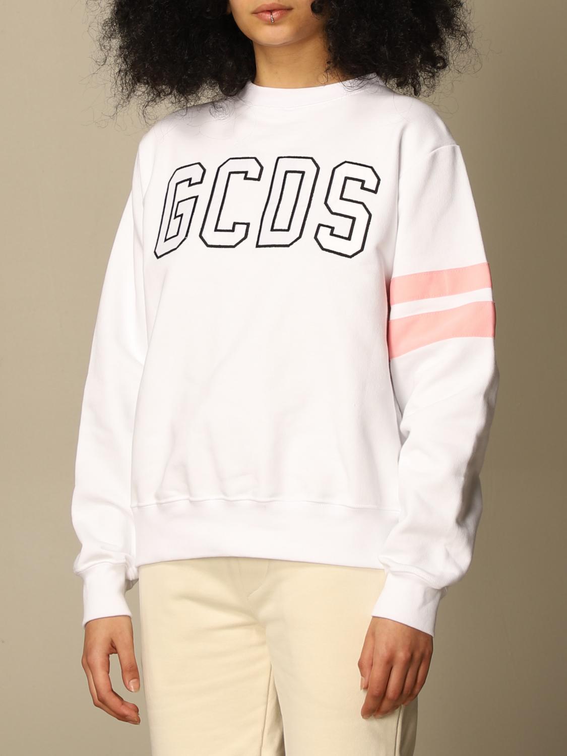 GCDS: Felpa a girocollo con logo - Bianco | Felpa Gcds CC94W020613  GIGLIO.COM