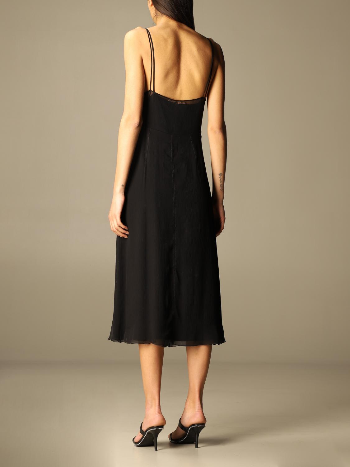 black chiffon slip dress