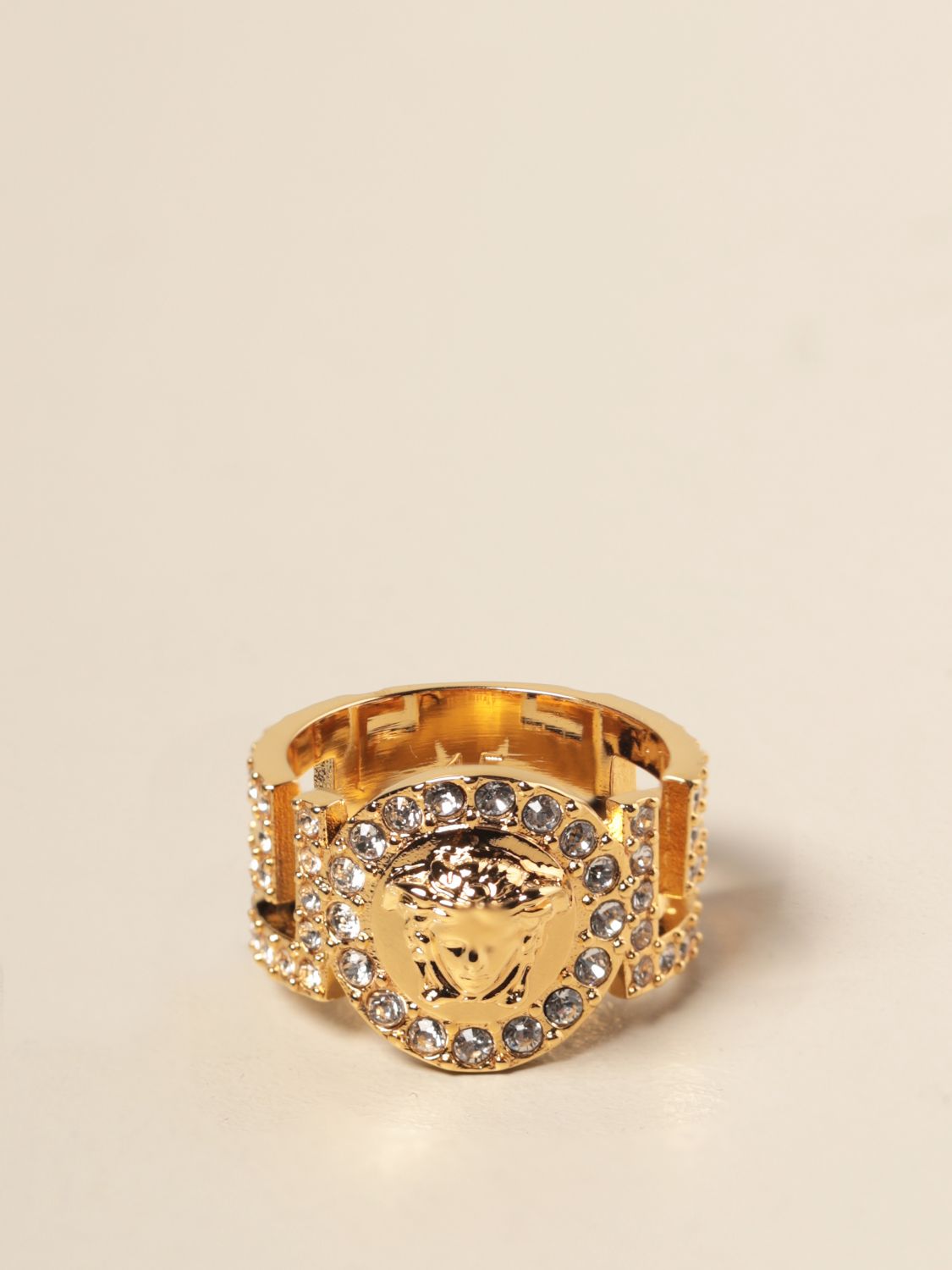 Icon Versace ring with medusa head and crystals