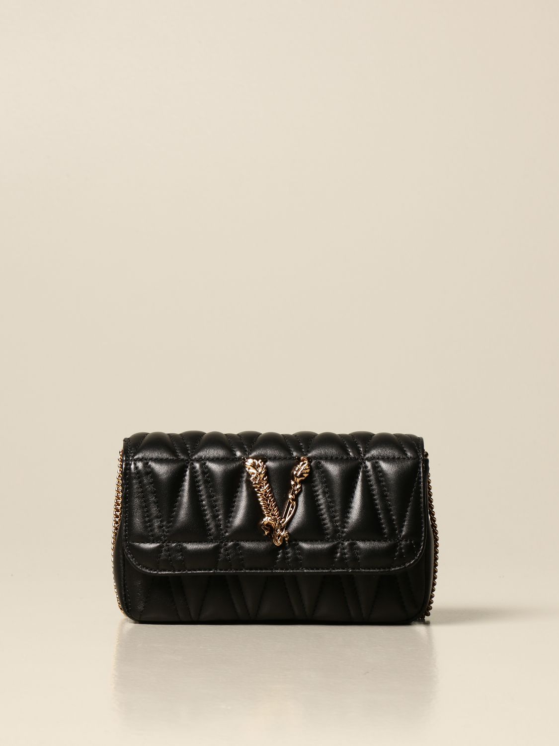 VERSACE: Virtus shoulder bag in quilted nappa | Mini Bag Versace Women ...