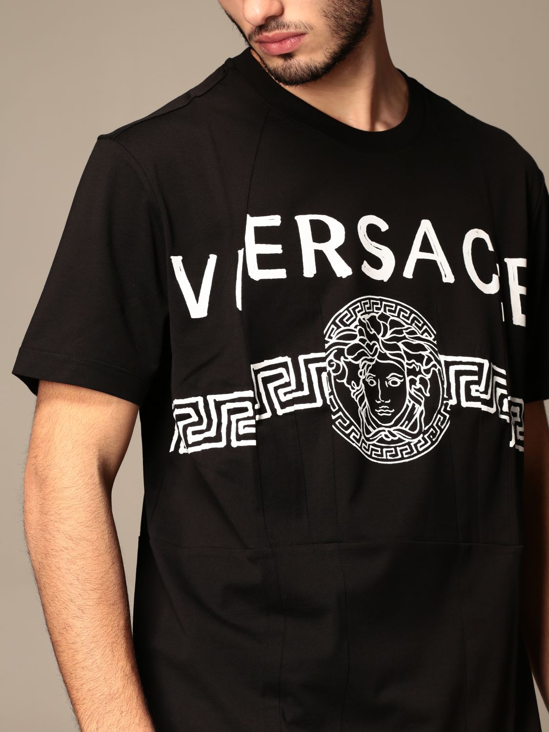 VERSACE: Camiseta para hombre, Negro | Camiseta en línea en GIGLIO.COM