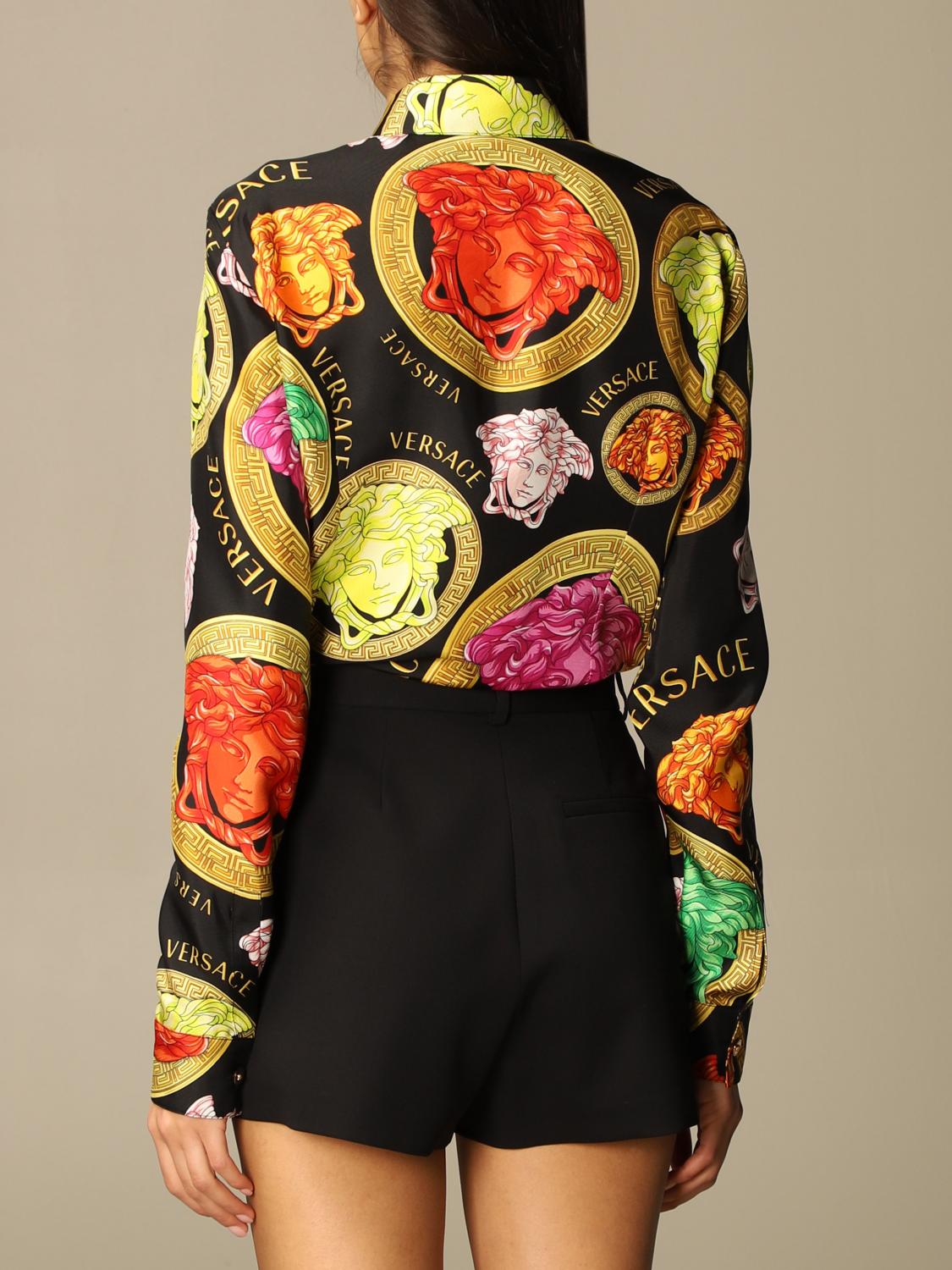 medusa amplified print silk shirt