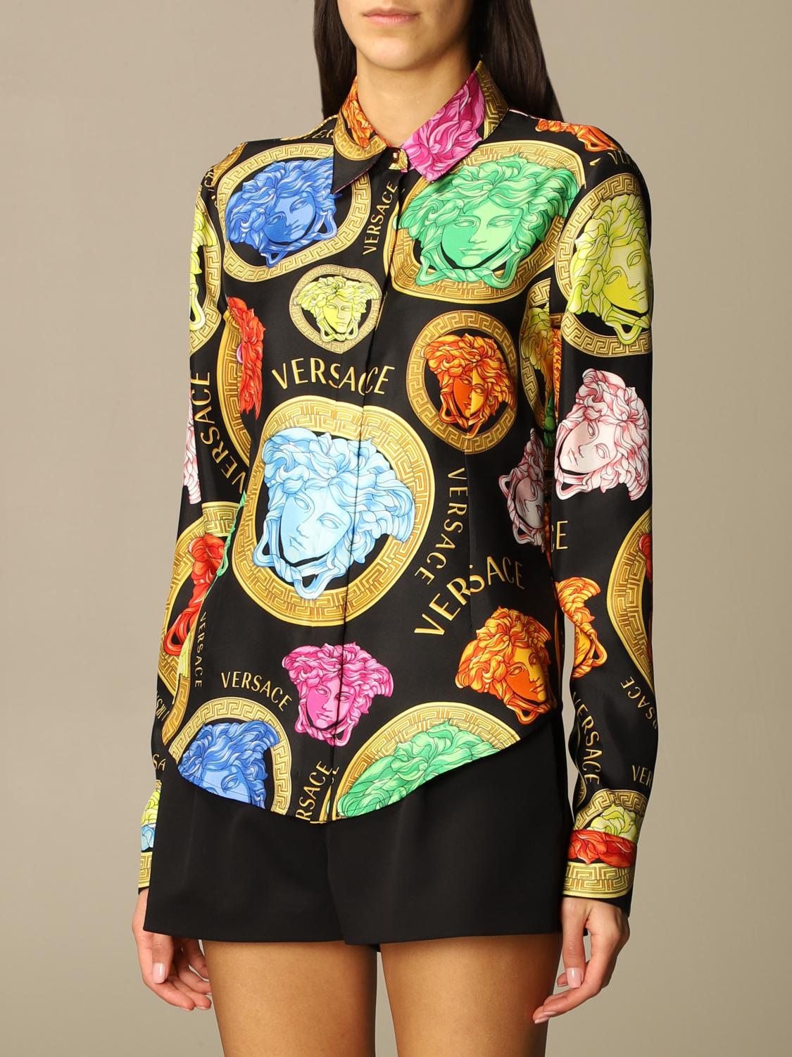 medusa amplified print silk shirt