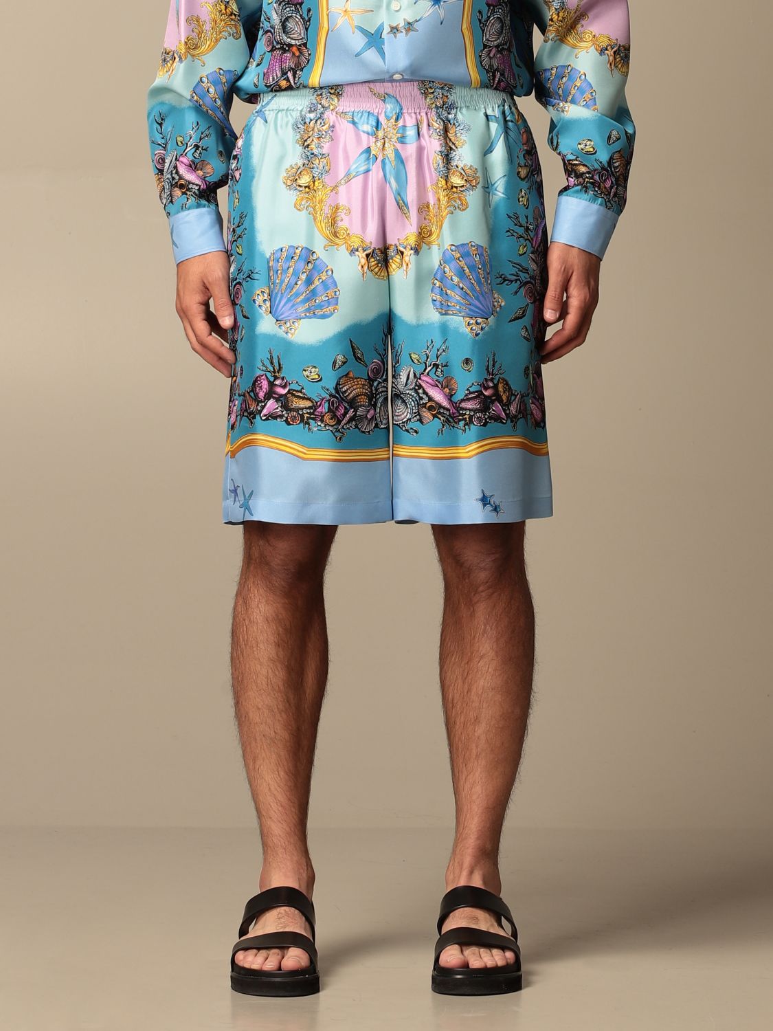 Buy > versace silk shorts mens > in stock