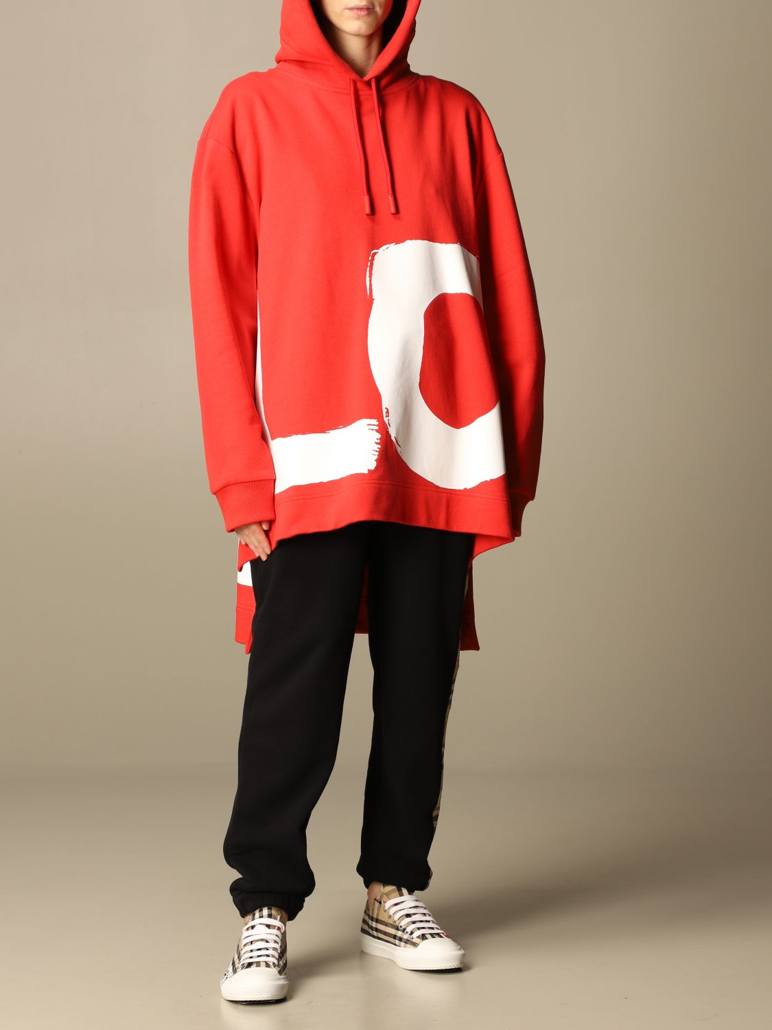 BURBERRY: Aurore cotton sweatshirt with love print - Red | Burberry  sweatshirt 8038129 online on 