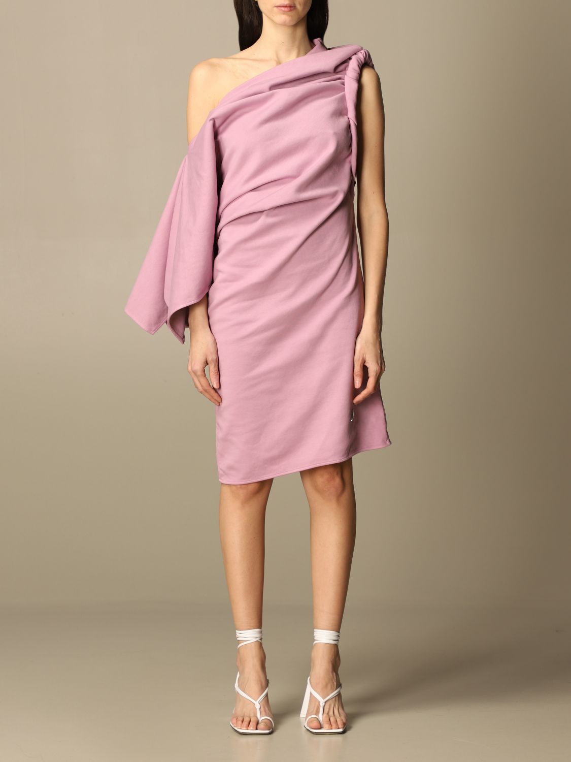 Dress The Attico: The Attico one-shoulder dress in draped fabric lilac 1