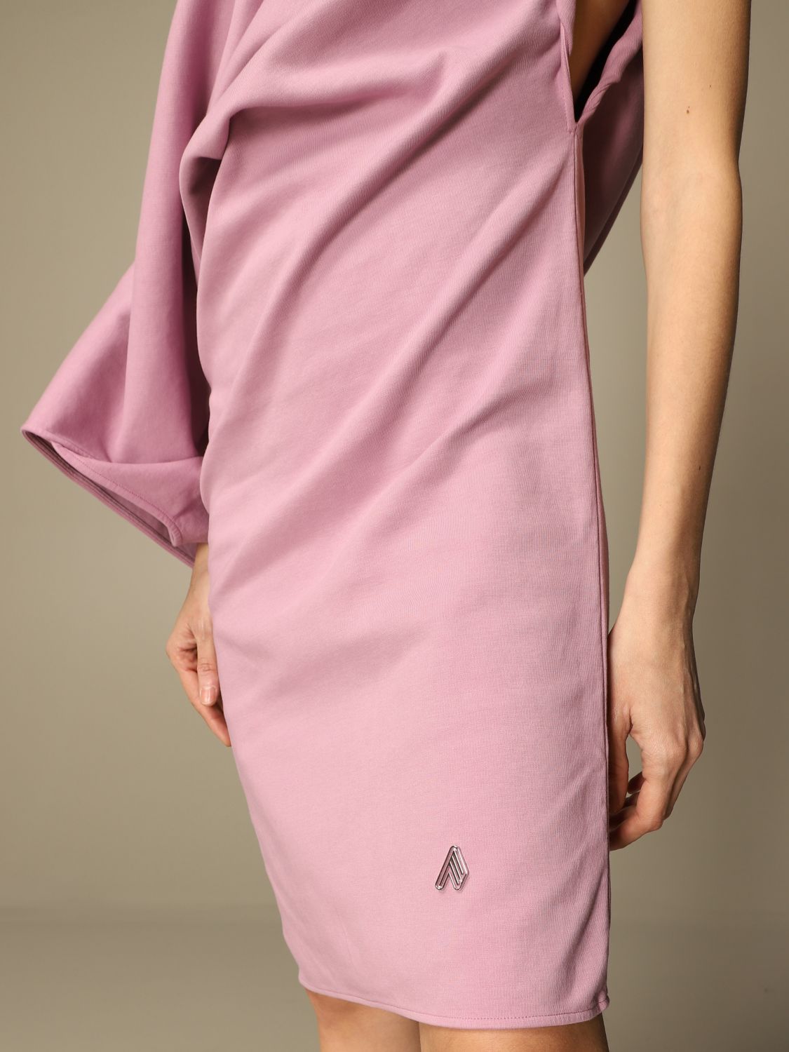 Dress The Attico: The Attico one-shoulder dress in draped fabric lilac 4