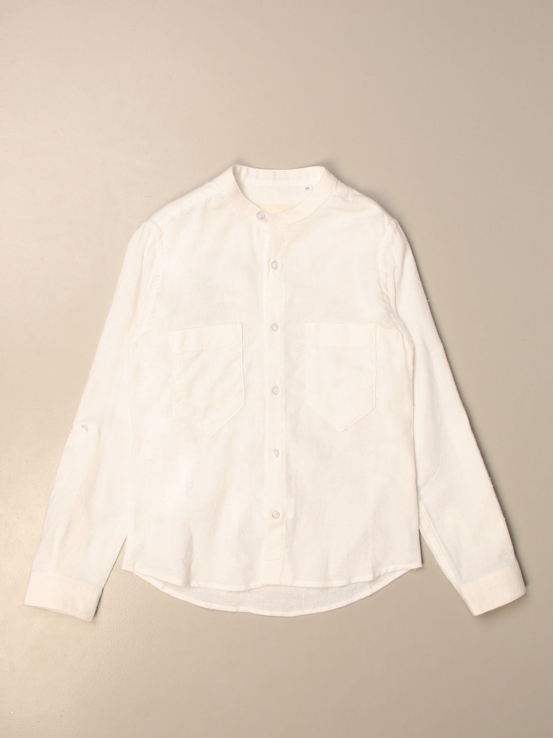 Camicia Siviglia: Camicia alla coreana Siviglia in cotone bianco 1