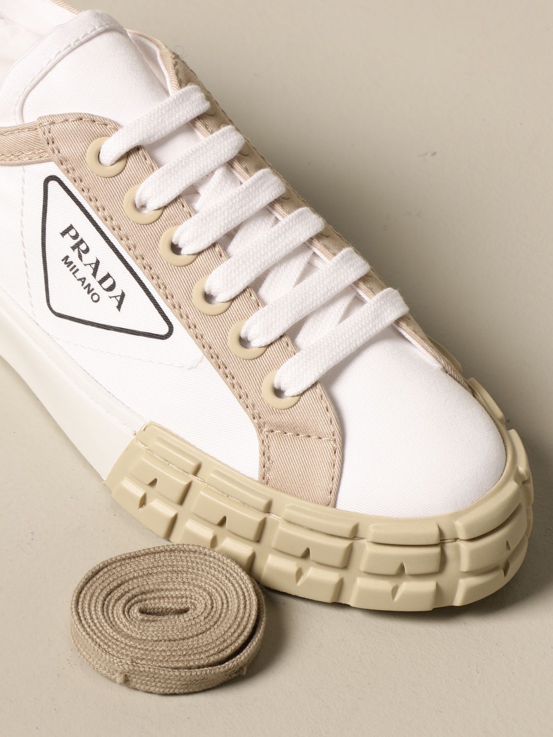 Prada sneakers in cotton canvas and leather