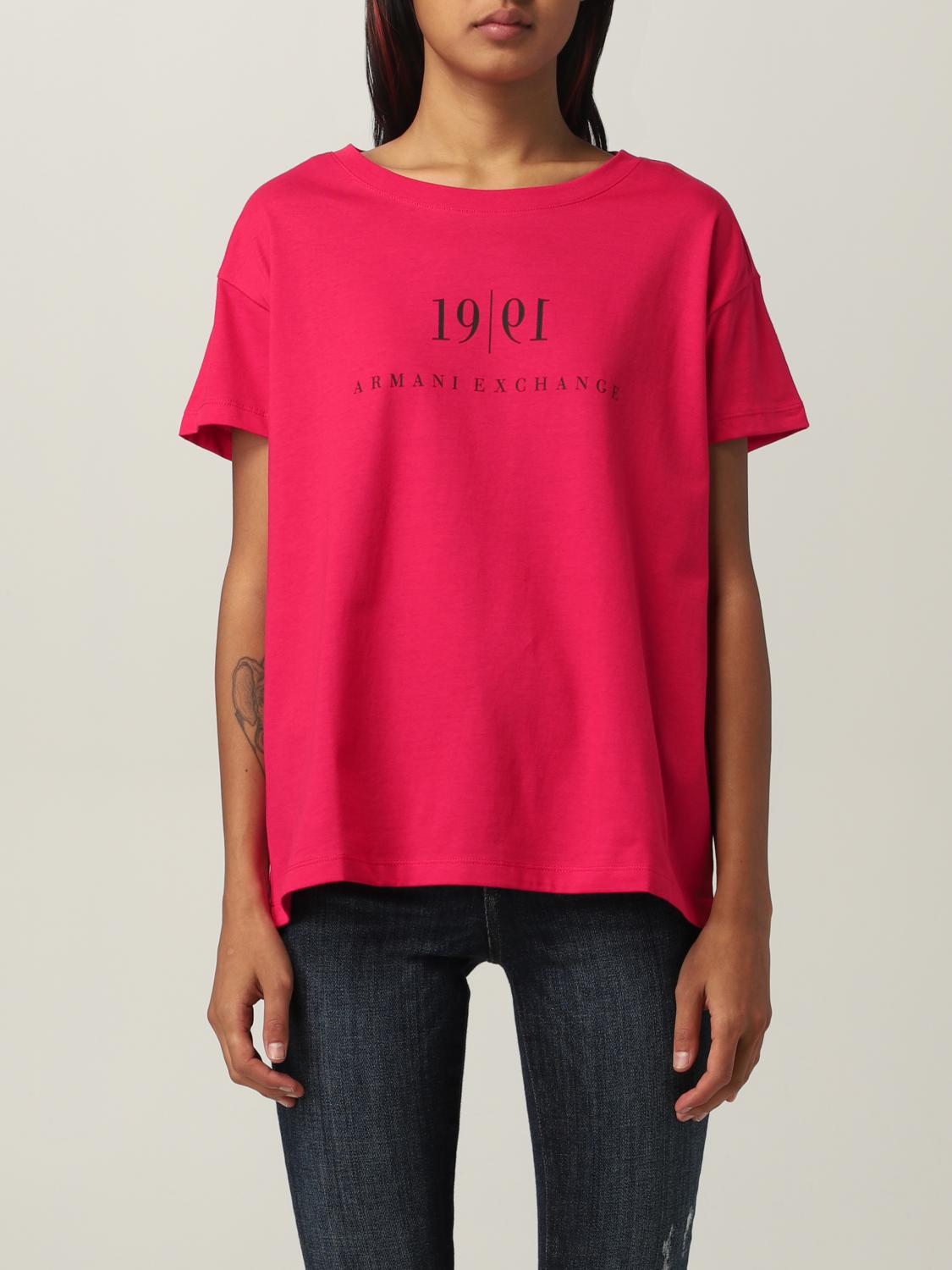 ARMANI EXCHANGE: T-shirt in cotton jersey with logo - Fuchsia | Armani  Exchange t-shirt 6KYTEE YJ6QZ online on 