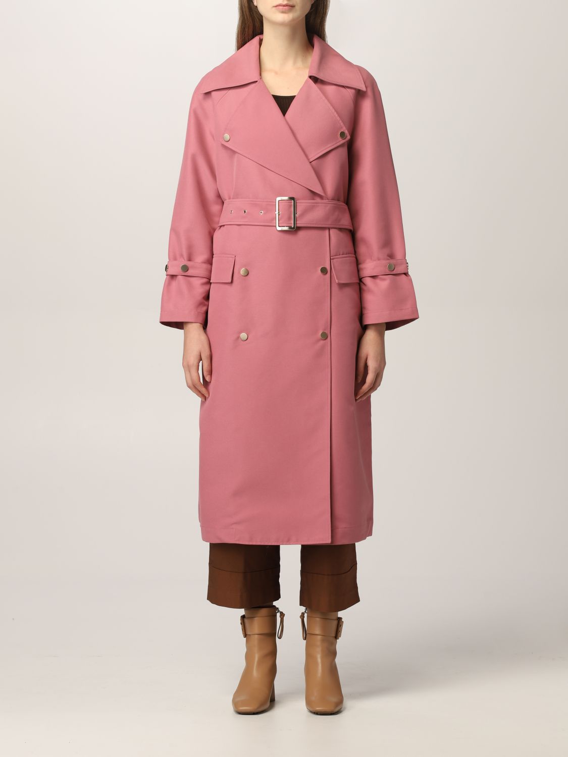 ARMANI EXCHANGE: trench coat in cotton gabardine - Pink | Trench Coat ...