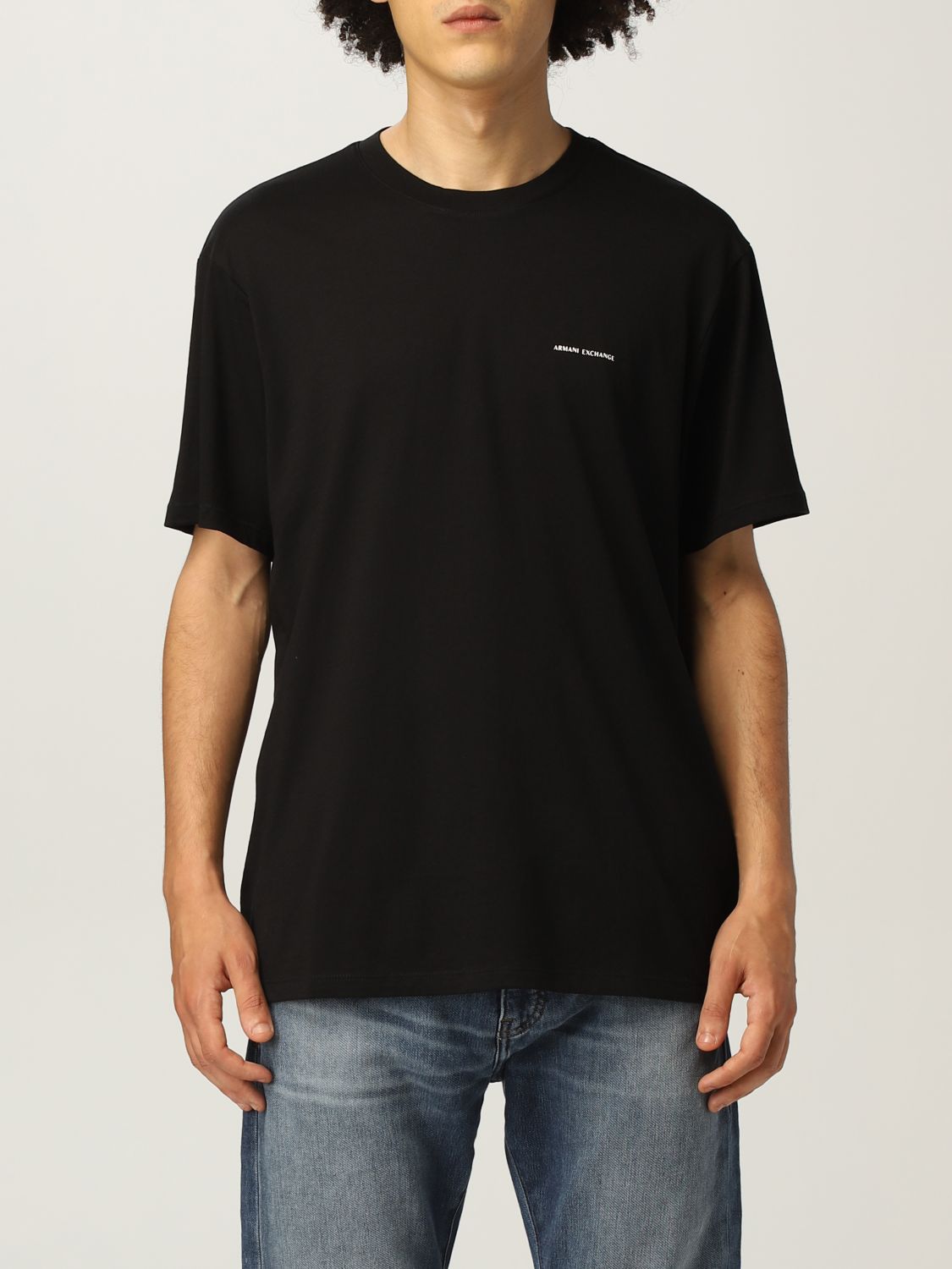 ARMANI EXCHANGE: T-shirt in cotton jersey with logo - Black | T-Shirt ...