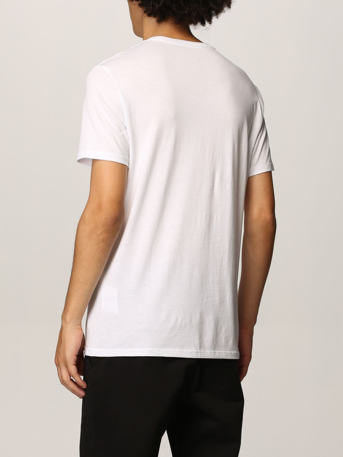 ARMANI EXCHANGE: T-shirt in cotton jersey with logo and print - White ...