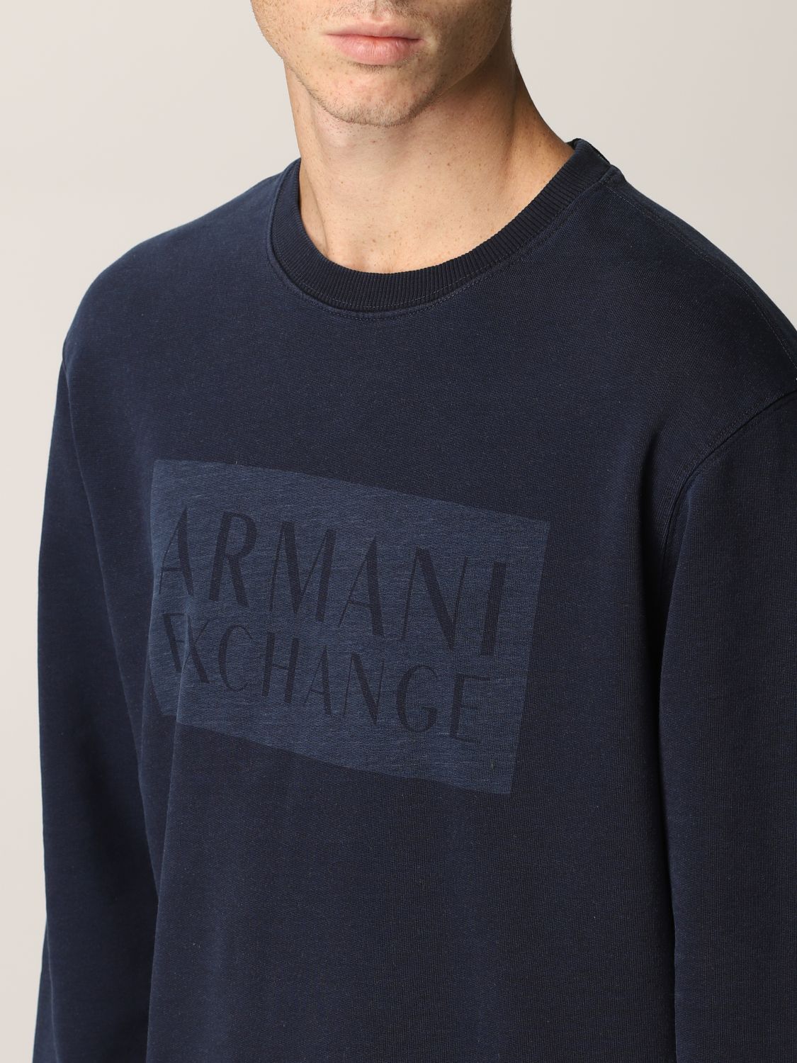 Armani Exchange cotton sweatshirt with inlaid logo