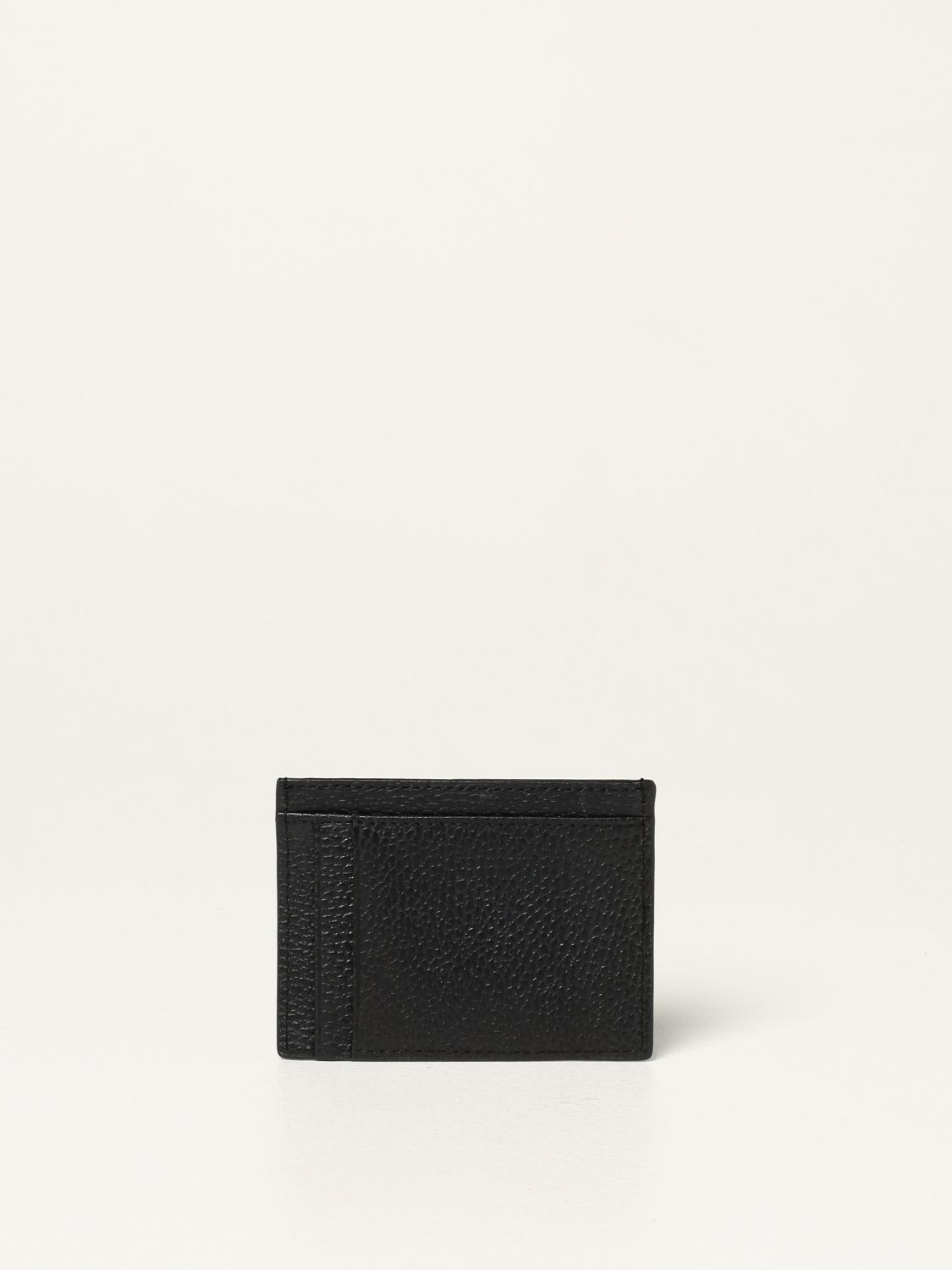 ARMANI EXCHANGE: credit card holder in textured leather - Black ...