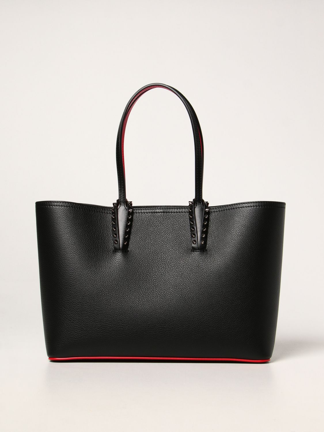 CHRISTIAN LOUBOUTIN: Cabata bag in leather with spikes | Tote Bags ...