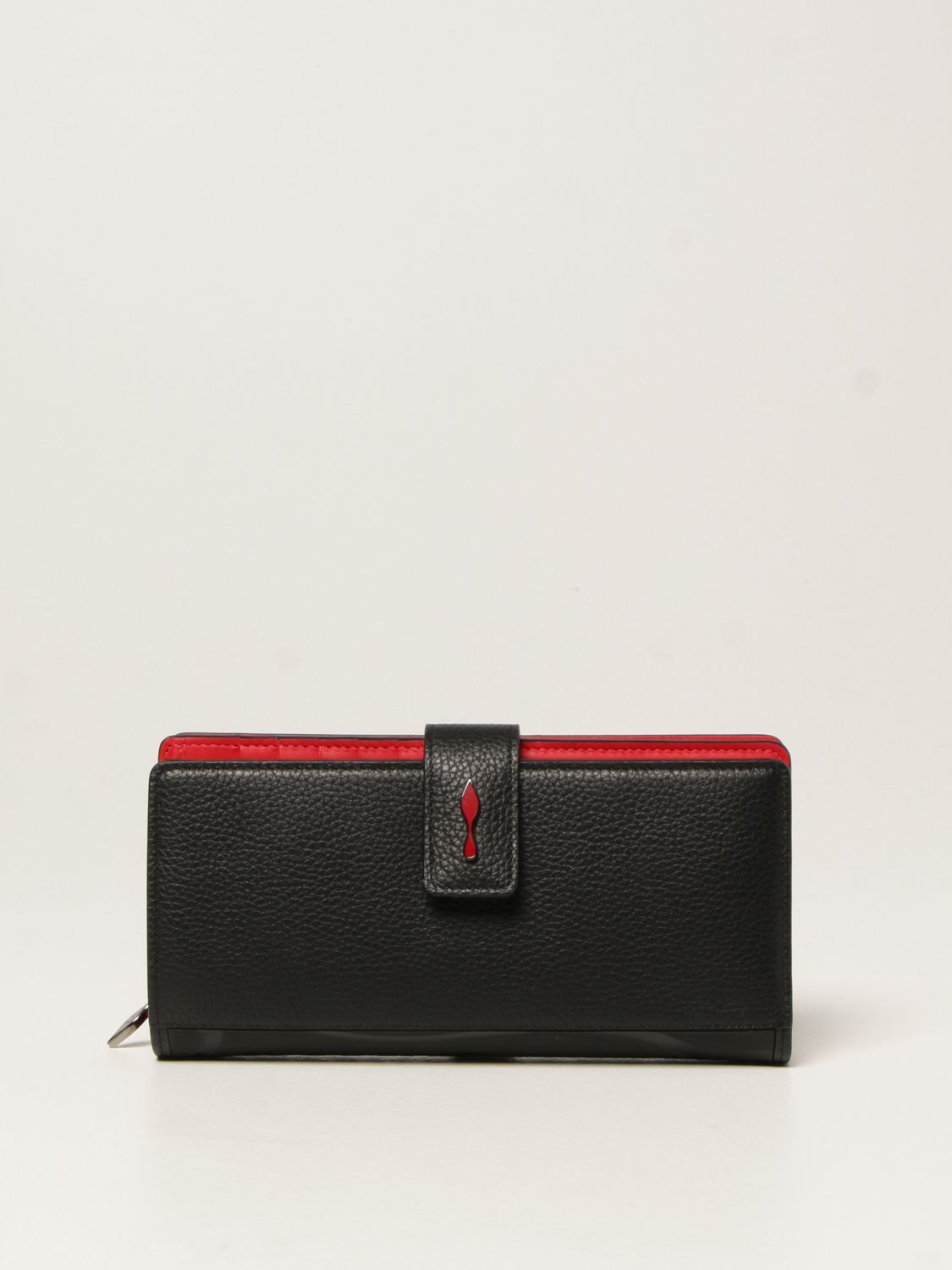 CHRISTIAN LOUBOUTIN: Paloma wallet in textured leather - Black ...