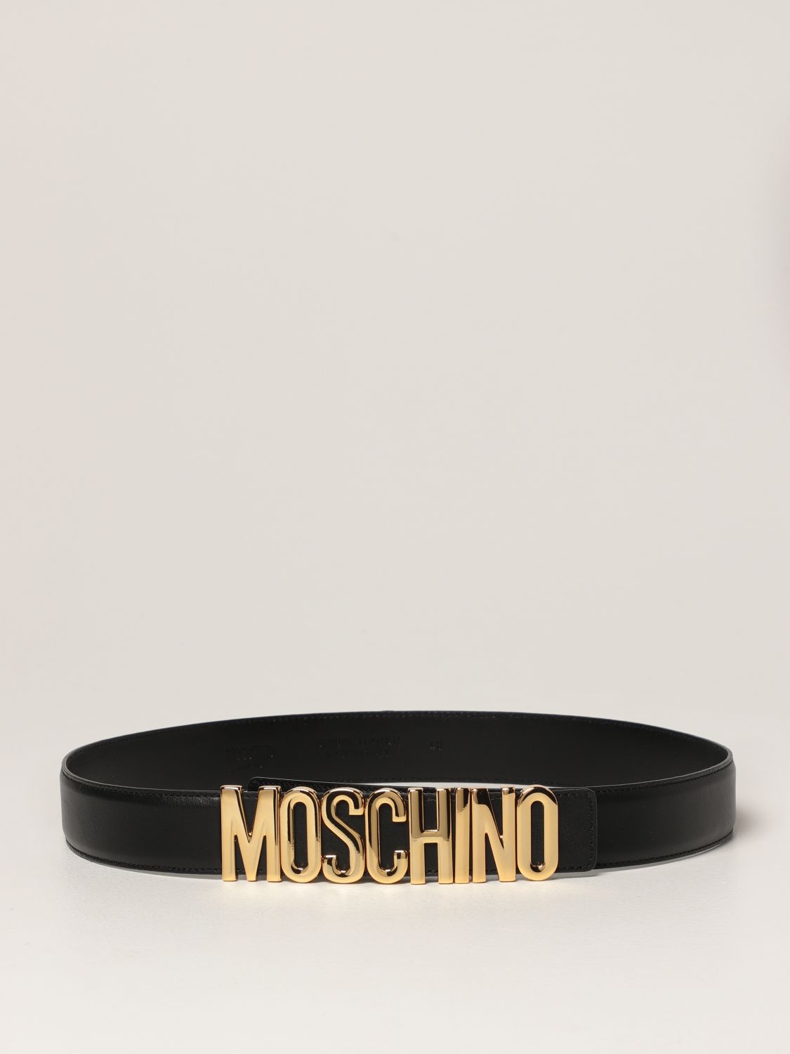 Belt Moschino Couture: Moschino Couture leather belt with metallic logo black 1