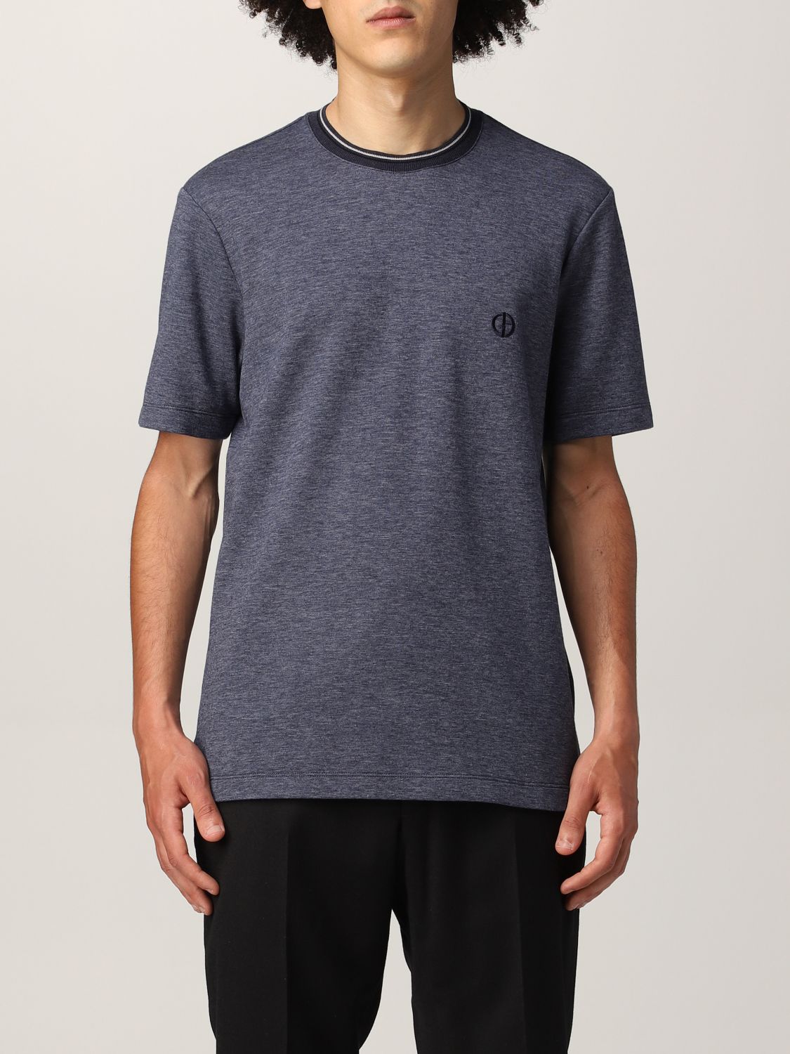 T-shirt Giorgio Armani: T-shirt Giorgio Armani in cotone e cashmere blue 1