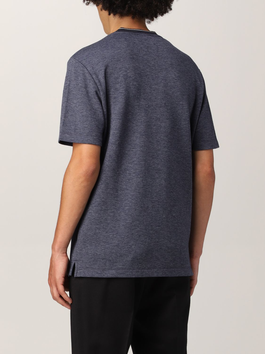 T-shirt Giorgio Armani: T-shirt Giorgio Armani in cotone e cashmere blue 3