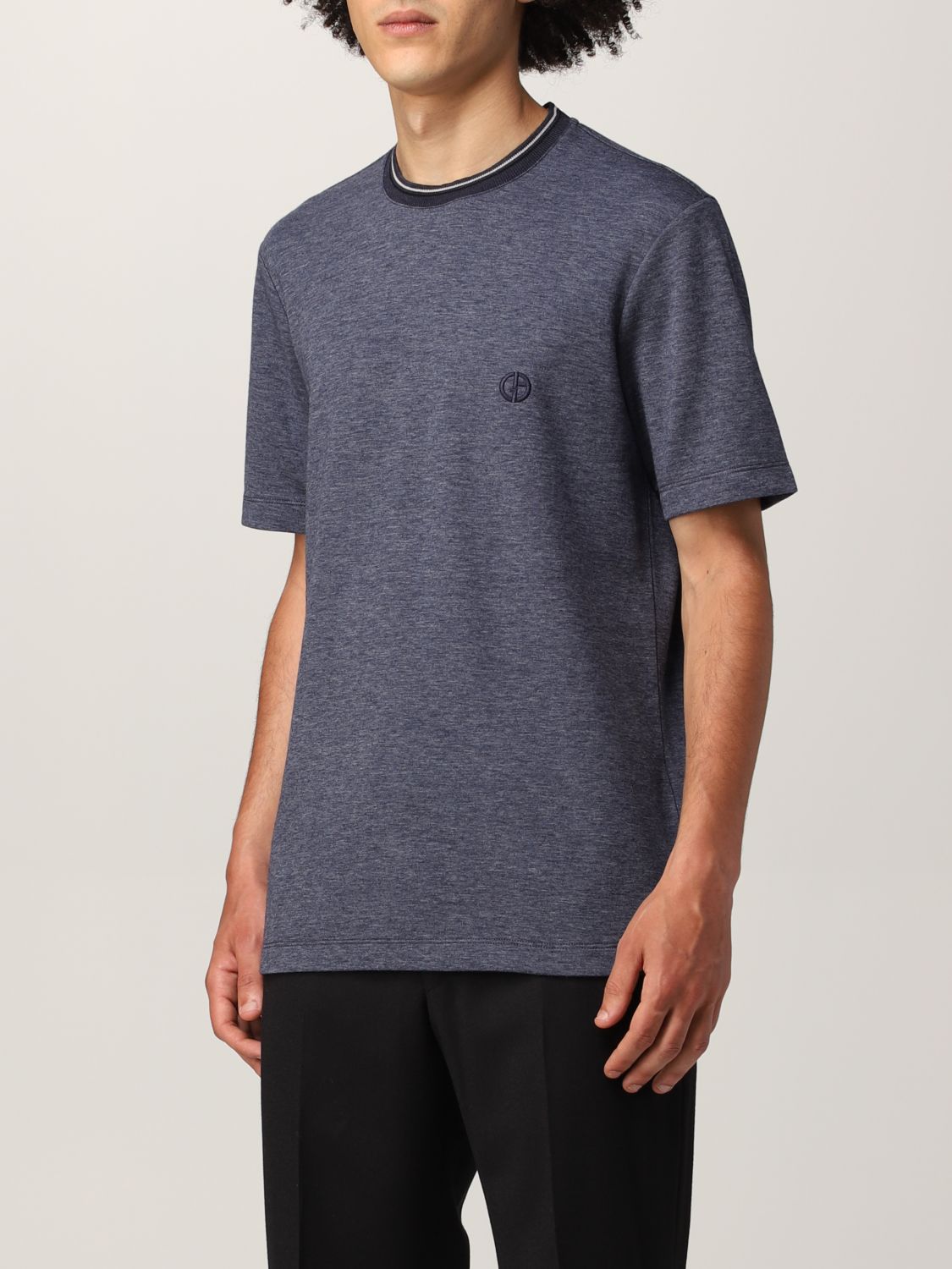 T-shirt Giorgio Armani: T-shirt Giorgio Armani in cotone e cashmere blue 4