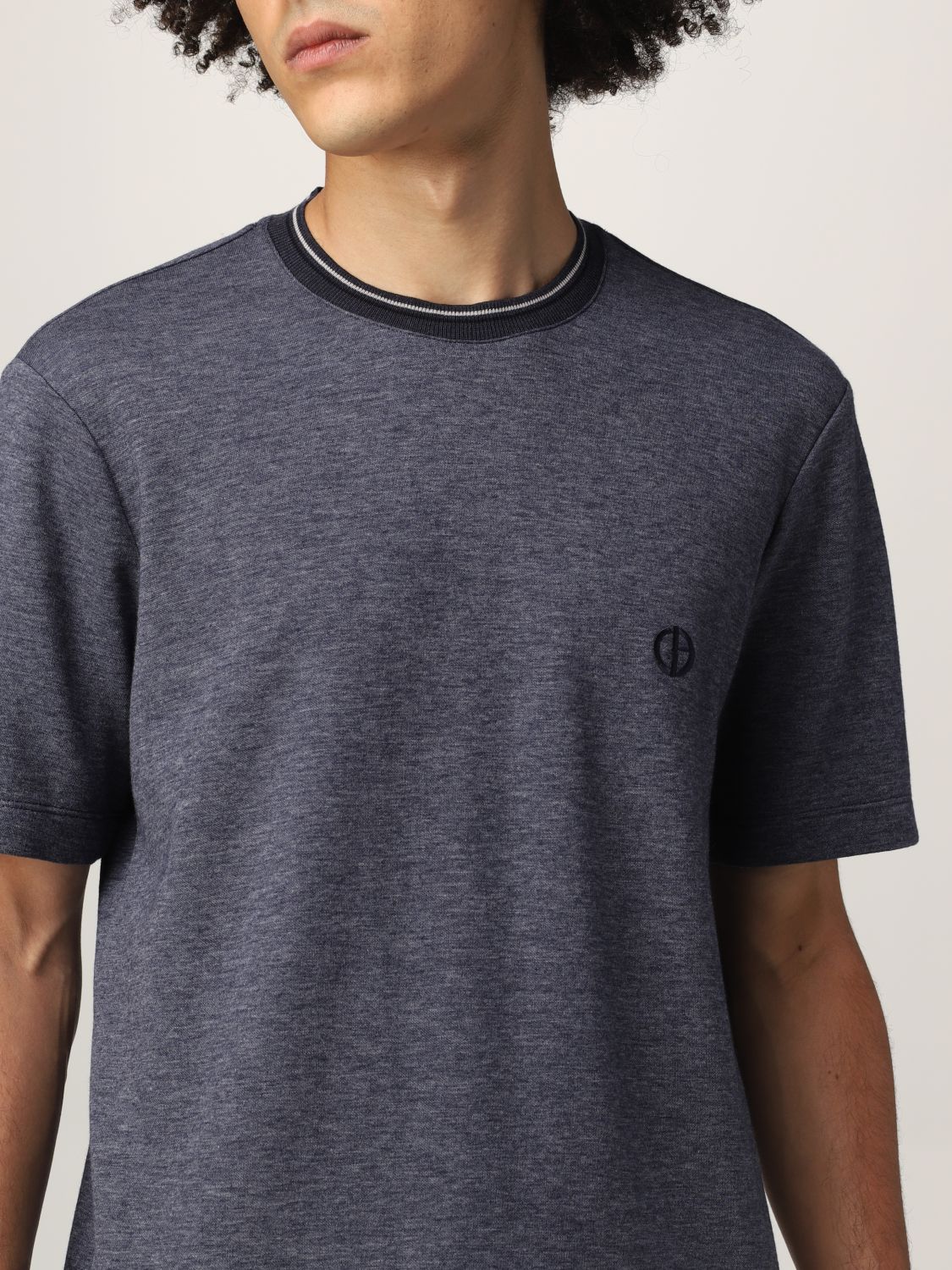 T-shirt Giorgio Armani: T-shirt Giorgio Armani in cotone e cashmere blue 5