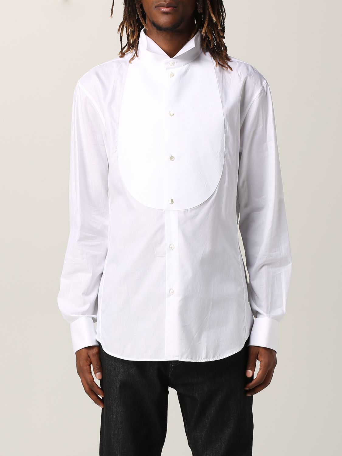 Camicia Giorgio Armani: Camicia Giorgio Armani in cotone con plastron bianco 1