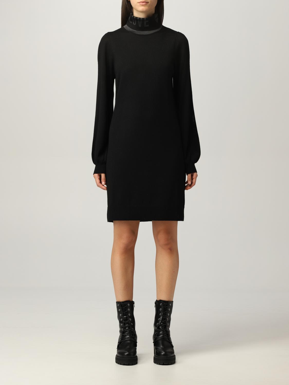 LOVE MOSCHINO: Abito a dolcevita in misto lana - Nero | Abito Love Moschino  WS56R10X1306 GIGLIO.COM