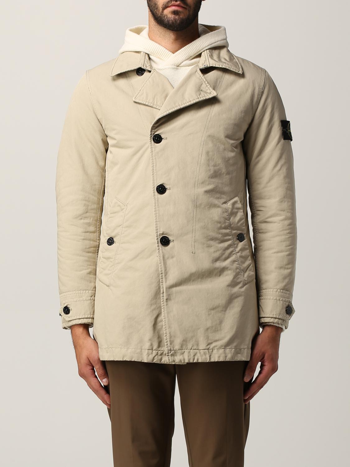 Cream stone island on sale coat