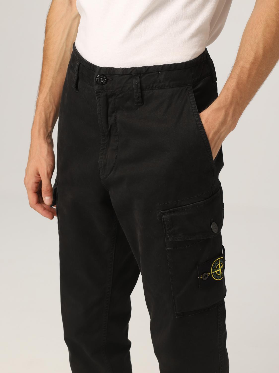 STONE ISLAND: Pantalone in gabardine di cotone stretch - Nero | Pantalone  Stone Island 318L1 GIGLIO.COM
