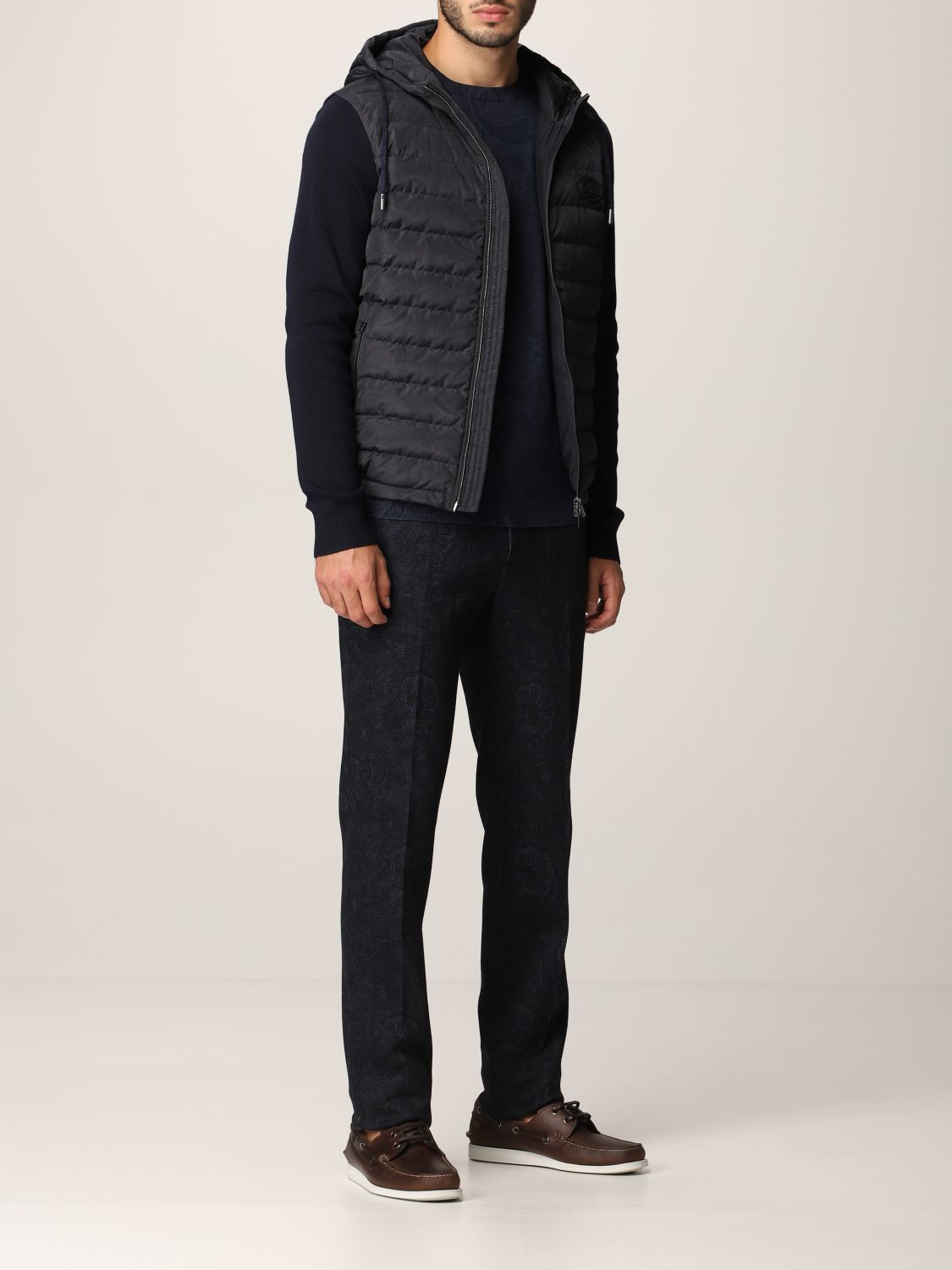 Suit vest Etro: Etro nylon jacket with paisley print and knit blue 2