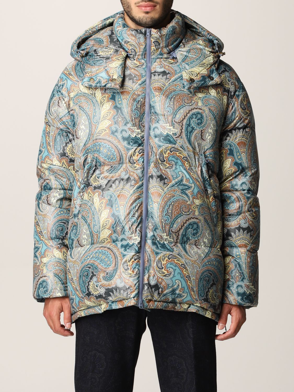 Jacket Etro: Etro nylon down jacket with paisley print multicolor 1