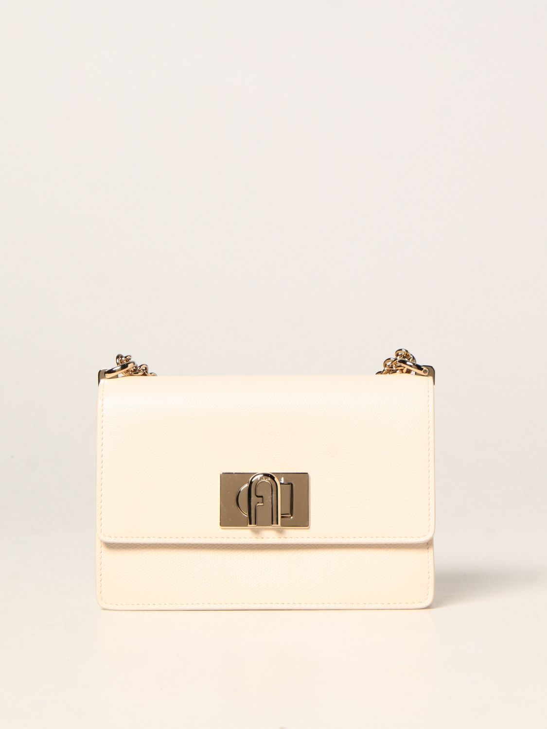 Furla 1927 Bandolier Bag In Grained Leather In Yellow Cream | ModeSens